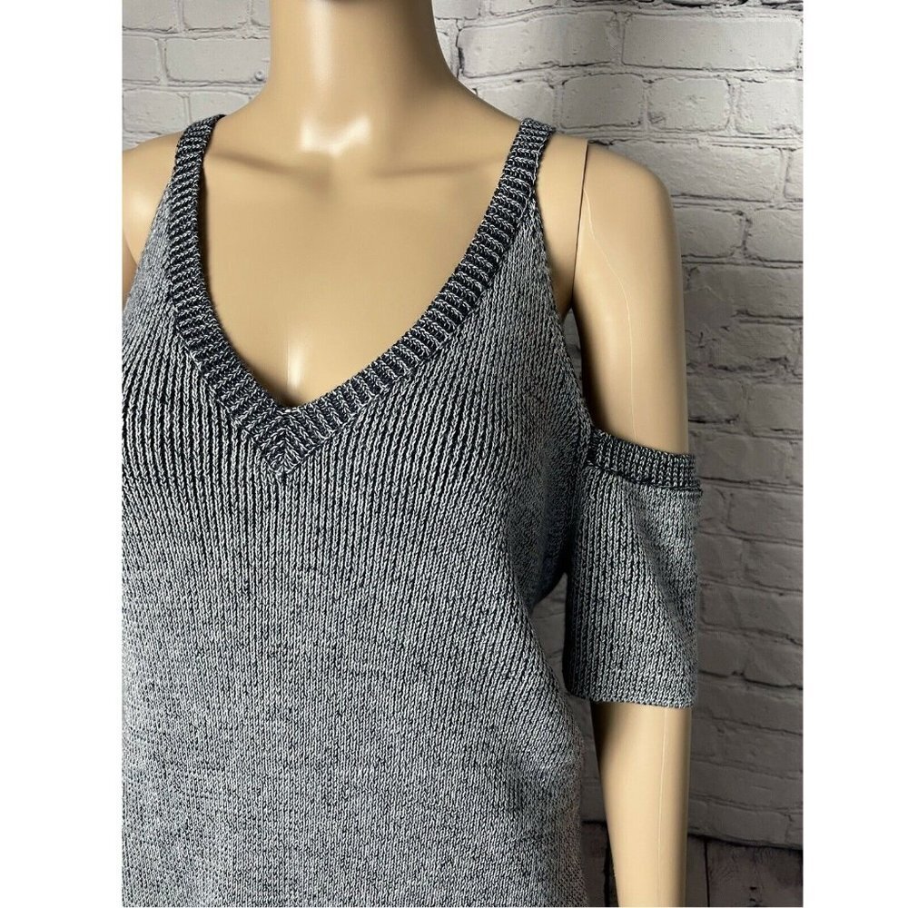 NWT New $175 Splendid Surrey Marl Cold Shoulder Pullover Size M Blue - Picture 9 of 12